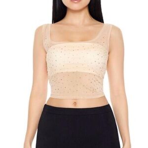 Forever 21 cropped rhinestone tank top